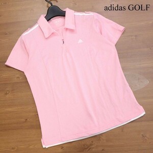 adidas GOLF アディダス ゴルフ 春夏 CLIMA COOL♪ 速乾 半袖 ハーフジップ ポロシャツ Sz.L　レディース ピンク　D3T00885_5#A