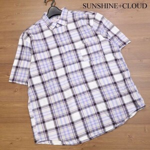 grown in the sun グローンインザサン SUNSHINE+CLOUD ゆったり♪ 半袖 プルオーバー チェック シャツ Sz.2　レディース　D3T00887_5#A