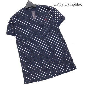 【新品 未使用】 GP by Gymphlex ジムフレックス 春夏 gp刺繍★ 半袖 ドット柄 Tシャツ カットソー Sz.M　メンズ ネイビー　D3T01049_5#D