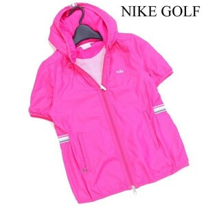 NIKE GOLF ナイキ ゴルフ 春夏 裏地メッシュ♪ 半袖 ウインドブレーカー パーカー シャツ Sz.S　レディース ピンク　D2T01528_7#D