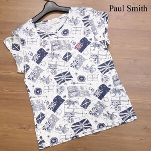 Paul Smith ポールスミス 春夏 ユニオンジャック 国旗 総柄♪ 半袖 カットソー Tシャツ Sz.M　レディース 日本製　D3T01092_5#D