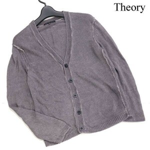 Theory セオリー 【IRISH LINEN/NEATE】春夏 麻100%★ ウォッシュ加工 リネン ニット カーディガン Sz.36　メンズ　D3T00947_5#M