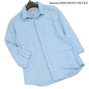 20SS★ rhenium HIDEAWAYS NICOLE ハイダウェイ ニコル 春夏 7分袖 レギュラーカラー リネン シャツ Sz.46　メンズ　D3T00212_2#A