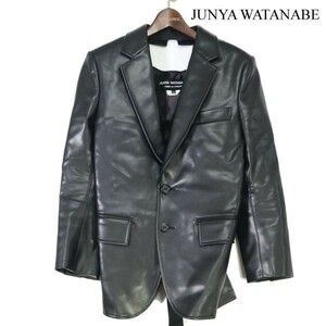 20-21AW★ JUNYA WATANABE ジュンヤワタナベ コムデギャルソン バック ベルテッド Fレザー ジャケット Sz.XS　レディース 黒　D3T00026_1#O