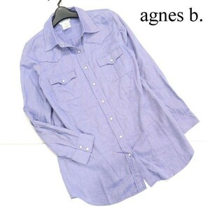 agnes b. アニエスベー 通年 長袖 コットン ウエスタン シャツ Sz.40　レディース　D3T00362_3#C