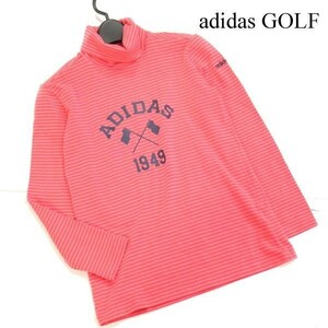 adidas GOLF アディダス ゴルフ 通年 ハイネック♪ ロゴプリント 長袖 ボーダー シャツ カットソー Sz.M/M　レディース　D3T00370_3#F