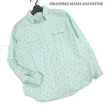 GRANDMA MAMA DAUGHTER グランマママドーター 通年 ゆったり♪ 長袖 花柄 オーバーサイズ ワーク シャツ Sz.0　レディース　D2T03110_C#C_画像1