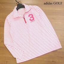 adidas GOLF アディダス ゴルフ 通年 速乾♪ 長袖 ボーダー ハーフジップ シャツ Sz.M/M　レディース　D3T00472_3#C_画像1