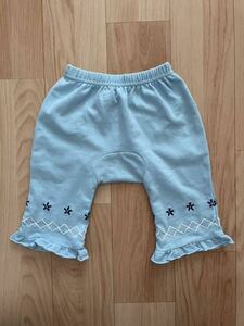 * POLO baby Monkey pants 70.* bottoms trousers * baby child clothes girl * light blue * print embroidery * kai tuck Family *