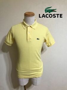 CHEMISE LACOSTE ラコステ 鹿の子 ポロシャツ ライトイエロー トップス 旧ロゴ サイズ3 半袖 薄黄色 L-1212