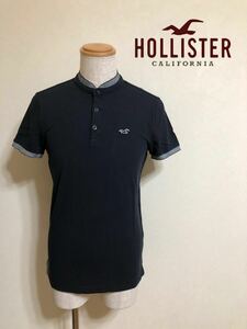 【新品】 HOLLISTER ホリスター ストレッチ バンデッドカラー ポロシャツ ヘンリーネック サイズM 180/96A 半袖 633087732 黒