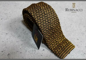 新品 ルビナッチ / RUBINACCI イタリアのテーラーの最高峰 イタリア製 最高級 シルク ニット ネクタイ 暗黄暗緑/定価3.5万円/1602