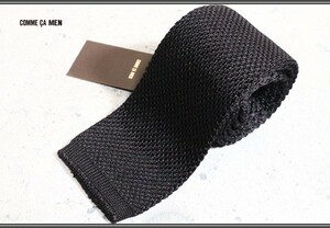 新品 コムサメン イタリア製 シルク ニット ネクタイ 黒/定価1.1万円/COMME CA MEN/ブラック/67NM41