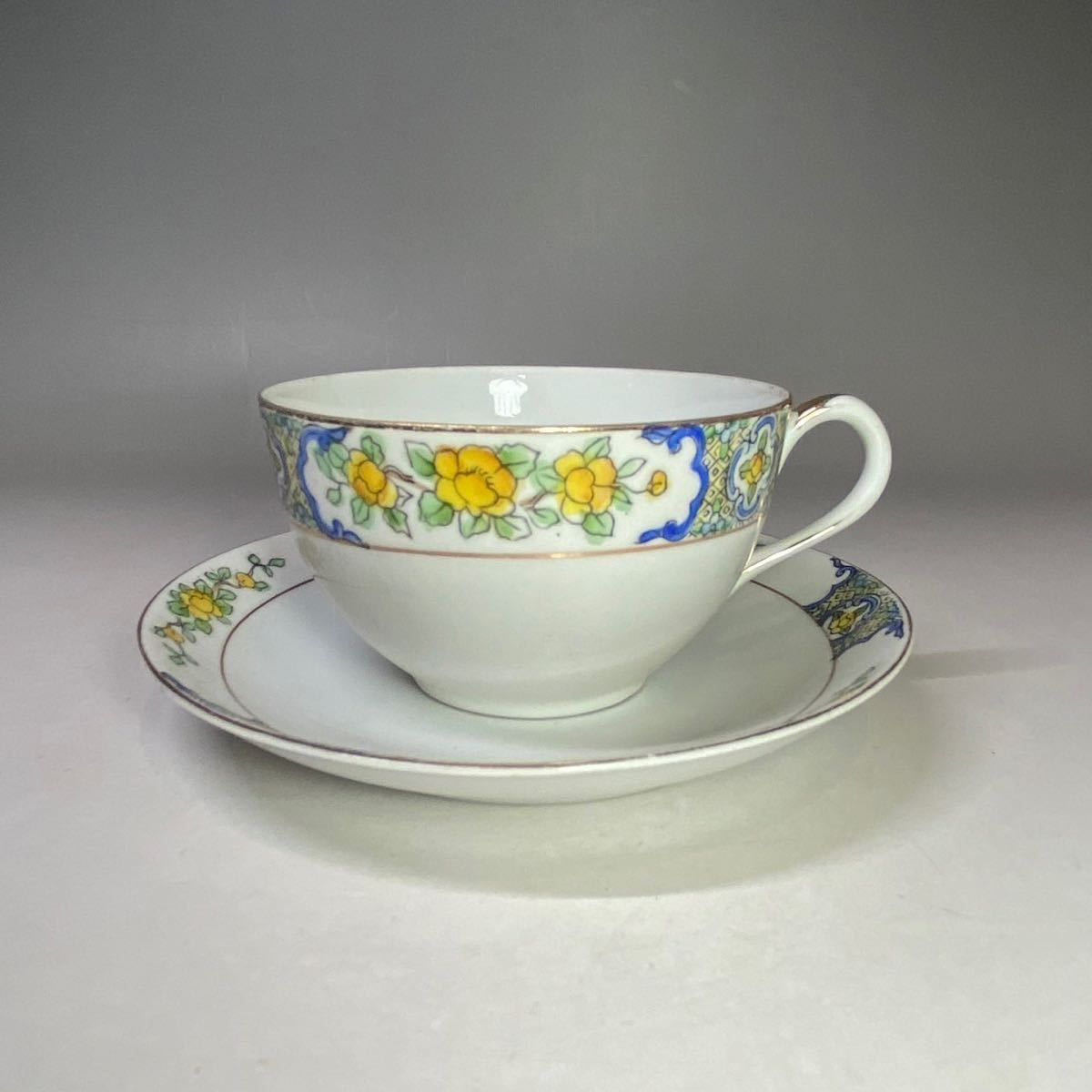 Alte Nippon Tasse & Untertasse Kaffeetasse Teetasse Art Deco Meiji Ära handbemalt handbemalt Retro Antik, Teeutensilien, Tasse und Untertasse, Kaffeetasse