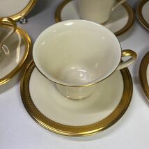 レノックス 金彩 エンボス カップ&ソーサー コーヒーカップ ティーカップ ホワイトハウス アメリカ LENOX aristcrat ゴールド 5客_画像3