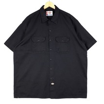 Dickies ディッキーズ 半袖ワークシャツ メンズUS-2XLサイズ ブラック 黒 ボックス裾 カジュアル XXL 古着sh-4034n_画像2