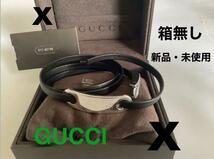 未使用 GUCCI★グッチ シルバープレート+ 黒レザー ブレスレット チョーカー 正規品 Silver925 ユニセックス 男女兼用 メンズ レディース_画像1