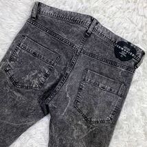 SHAREEF シャリーフ DENIM DAMAGE SKINNY PANTS ダメージ加工 スキニー デニムパンツ ストレッチ ケミカルウォッシュ ブラック グレー 1_画像3