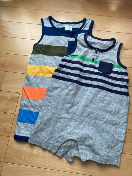 GAP babyGap ショートオール　ロンパース　2枚セット　お揃い　兄弟　6-12M 18-24M ベビー　70 90