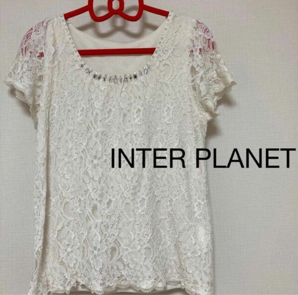 INTER PLANET ブラウス　トップス夏服半袖シャツ　Mサイズ