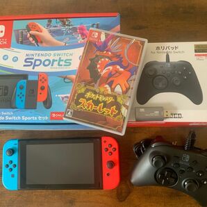 Nintendo Switch Sports本体 + スカーレット セット HORI 連写コントローラー PC接続