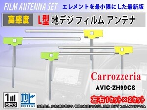 高感度地デジ L型フィルムアンテナ/AVIC-ZH0009HUD/カロッツェリア/4枚入り/クリーナー付/汎用/フルセグ/交換 補修 のせ替え RG11