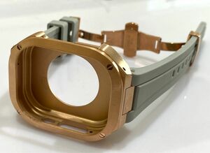 49mm apple watch ultraアップルウォッチラバーメタル　ケース　ベルト　バンド　ステンレス　カスタムグレーR