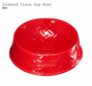 Supreme Diamond Plate Dog Bowl Red