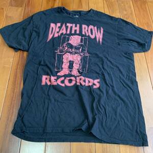 沖縄 米軍放出品Tシャツ　LARGE BLACK DEATH ROW RECORDS おしゃれ　米軍 (管理番号O123)