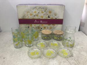 [L-3-R6] Showa Retro sun romance tumbler set glass pitcher other unused 