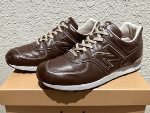 廃番 オールレザー New Balance LM576NB UK製 US8 限定 M576 NB 本皮 天然皮革 ブラウン タン 茶 イギリス製 Made In England スニーカー