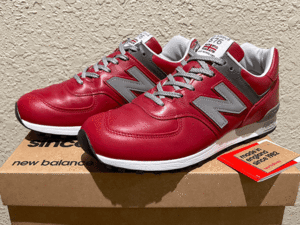 生産終了 オールレザー 廃番モデル New Balance M576RED UK製 US8 26cm 美品 中古 レッド×グレー 限定 イギリス英国製 NB 赤 スニーカー