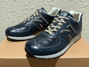 廃番 オールレザー New Balance LM576SHI UK製 US8.5 限定 M576 NB 本皮 天然皮革 ネイビー 紺 イギリス製 Made In England スニーカー