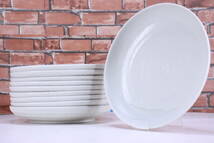 飲食店向き 皿 和皿 平皿 白色 10枚セット 陶器 直径約25cm 詳細不明 中古現状品■(F7400)_画像3