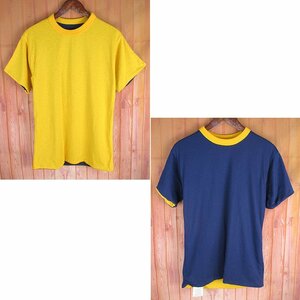 MST9493 MERRYGARDEN メリーガーデン リバーシブル Tシャツ USA製 SMALL イエロー×ネイビー 未使用（クリックポスト可）