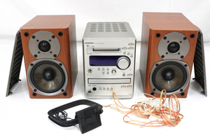 【行董】 ONKYO オンキョー CD/MD チューナーアンプ FR-N3X ペアスピーカー 一部動作確認OK 音響機器 リモコン 説明書 付属 GA150ABH22