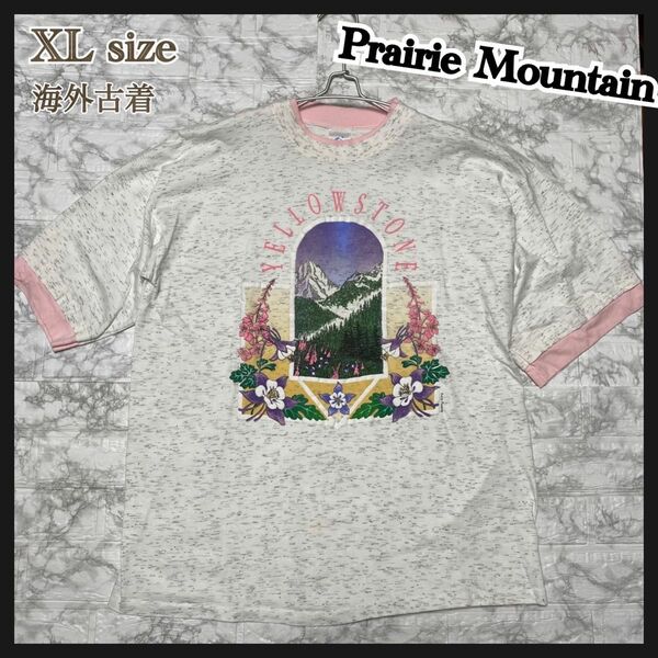 ⑫ XL ホワイト 白 古着 Tシャツ 半袖 PRAIRIE MOUNTAIN メンズ レディース 古着Tシャツ オーバーサイズ