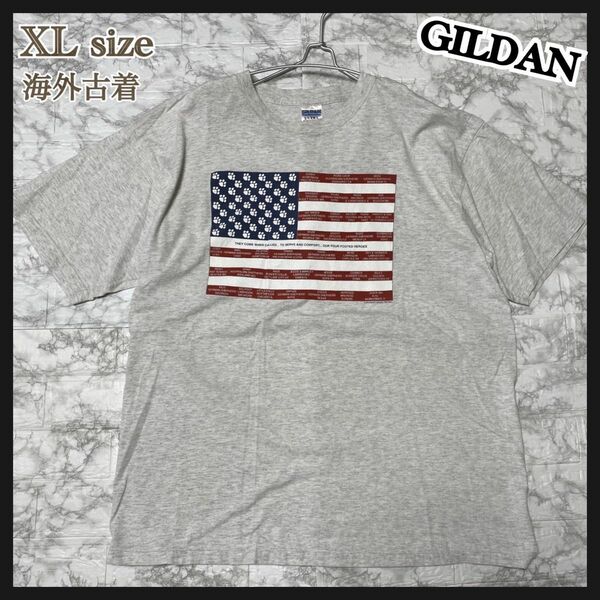 ⑦ XL グレー 灰色 古着 Tシャツ 半袖 アメリカ 海外 メンズ レディース ウィメンズ ユニセックス ロゴ ワンポイント
