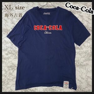 ⑥ XL ネイビー古着 Tシャツ 半袖 ロゴ コカコーラ COCACOLA 海外 メンズ レディース ウィメンズ　ユニセックス 