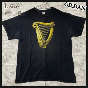 36. L ブラック 黒 古着 Tシャツ 半袖 ギルダン GILDAN メンズ レディース USA製 半袖Tシャツ 海外古着 