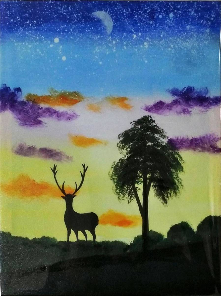 Wall Hanging 30cm x 40cm with Wooden Frame Painting Art Panel Poster Reindeer Christmas Office Oil Painting Interior Fine Art Landscape Painting Commercial YX-9, Artwork, Painting, others