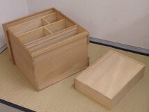 ★茶道具 収納箱【懐石道具の木箱】塗師 真斎の書付あり　寸法：51×34×高さ52.5cm　折敷・煮物椀・小丸椀・脇引・湯桶などが入ります！_画像7