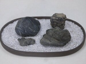 * tray garden * tray mountain * tray .[ ceramics. ellipse tray * white sand * nature stone 4 piece ] tray size :34.5cm×23.5cm height 2.5cm nature. scenery . making increase japanese tradition art 