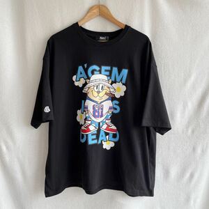 A'gem 半袖Tシャツ プリント ブラック　フリーサイズ　ビッグシルエット