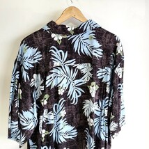 240◆JOE MARLIN アロハシャツ size2XL 黒 ブラック リーフ柄 コットン×レーヨン USED ビッグサイズ オーバーサイズ キングサイズ_画像5