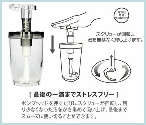 【日本製 】フィオーレ520★Dayシリーズ ソープディスペンサー 520ml/ブラック★最後までスムーズに使える！特許出願中の先端スクリュー