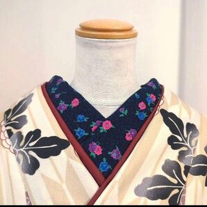 半襟 ハンドメイドU 縮緬 レトロ古布 アンティーク 着物