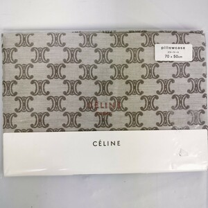 【未開封品】 セリーヌ CELINE ピローケース 70×50 PTD 010 4724 ／枕カバー ベージュ ブラウン ロゴ刺繍 pillowcase 西川産業