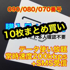 10枚セット　SMS受信可能SIMカード プリペイドSIM