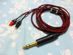 SENNHEISER HD650 HD660S HD 25 LIGHT MOGAMI 2799 6.3mm 標準プラグ Neutrik NP3X-B 長め 200cm ワインレッド HD600 ( 2944 4.4mm5極 可